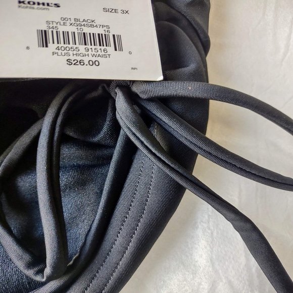 NEW SO Juniors Bikini Swim bottom with side tie high waisted ruched Black NWT 3X - Picture 5 of 6